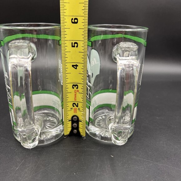 Set Of 2 Vintage New York Jets Handled Heavy Glass Beer Mugs Libby NFL 1980s - Picture 5 of 12